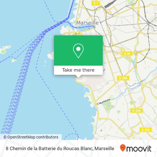 Mapa 8 Chemin de la Batterie du Roucas Blanc