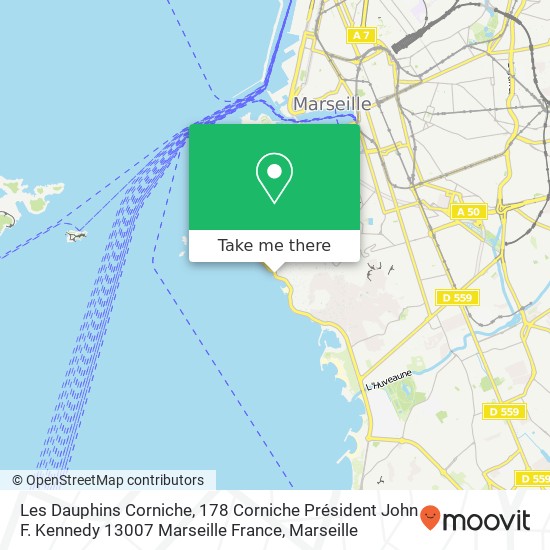 Les Dauphins Corniche, 178 Corniche Président John F. Kennedy 13007 Marseille France map
