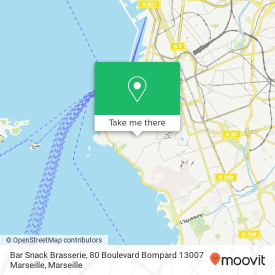 Mapa Bar Snack Brasserie, 80 Boulevard Bompard 13007 Marseille