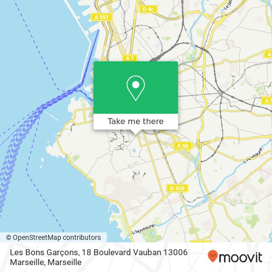 Mapa Les Bons Garçons, 18 Boulevard Vauban 13006 Marseille