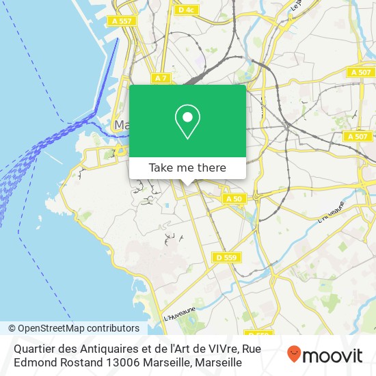 Mapa Quartier des Antiquaires et de l'Art de VIVre, Rue Edmond Rostand 13006 Marseille