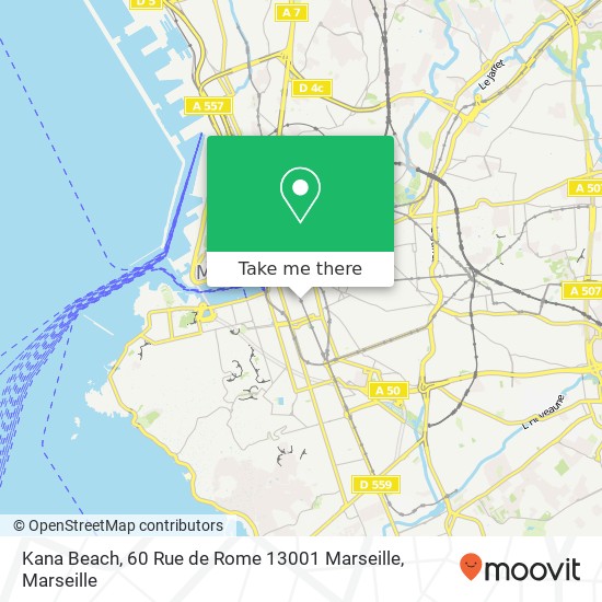 Mapa Kana Beach, 60 Rue de Rome 13001 Marseille