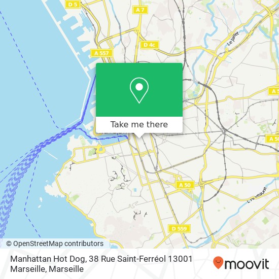 Mapa Manhattan Hot Dog, 38 Rue Saint-Ferréol 13001 Marseille