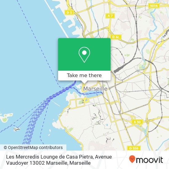 Mapa Les Mercredis Lounge de Casa Pietra, Avenue Vaudoyer 13002 Marseille