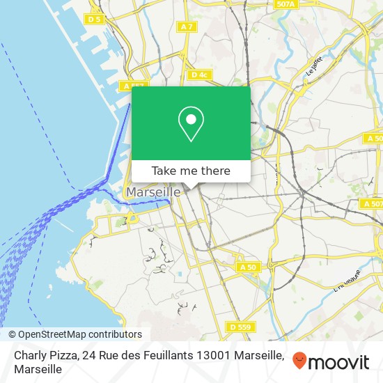 Mapa Charly Pizza, 24 Rue des Feuillants 13001 Marseille