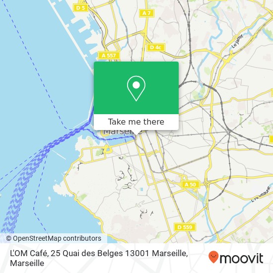 Mapa L'OM Café, 25 Quai des Belges 13001 Marseille