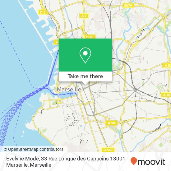 Mapa Evelyne Mode, 33 Rue Longue des Capucins 13001 Marseille