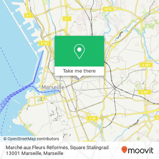 Mapa Marché aux Fleurs Réformés, Square Stalingrad 13001 Marseille