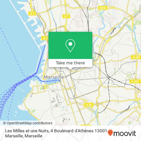 Mapa Les Milles et une Nuits, 4 Boulevard d'Athènes 13001 Marseille