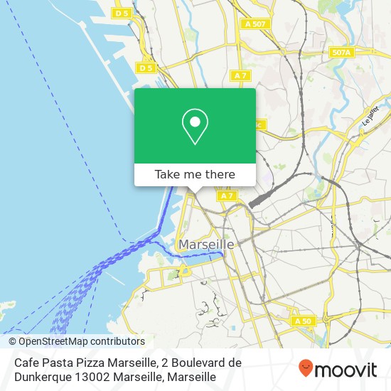 Cafe Pasta Pizza Marseille, 2 Boulevard de Dunkerque 13002 Marseille map