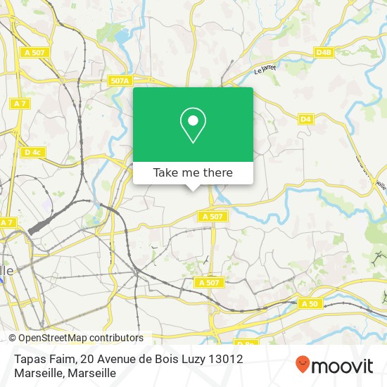 Mapa Tapas Faim, 20 Avenue de Bois Luzy 13012 Marseille