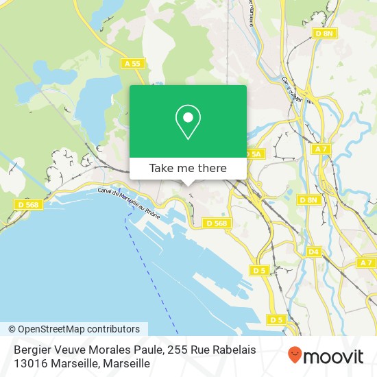 Mapa Bergier Veuve Morales Paule, 255 Rue Rabelais 13016 Marseille