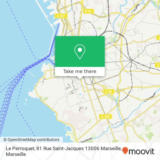 Mapa Le Perroquet, 81 Rue Saint-Jacques 13006 Marseille