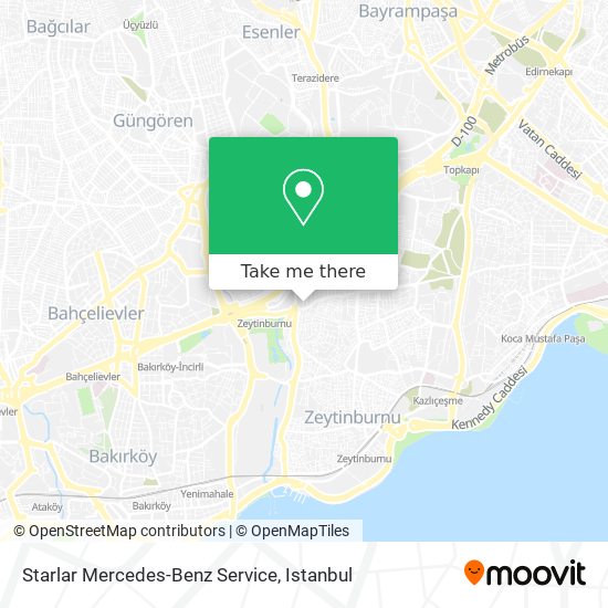 how to get to starlar mercedes benz service in zeytinburnu by bus train metro cable car or tram