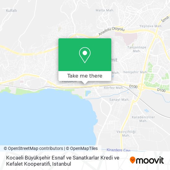 Kocaeli Büyükşehir Esnaf ve Sanatkarlar Kredi ve Kefalet Kooperatifi map