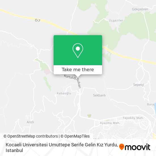 Kocaeli Universitesi Umuttepe Serife Gelin Kız Yurdu map