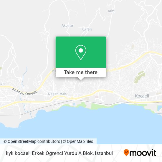 kyk kocaeli Erkek Öğrenci Yurdu  A Blok map
