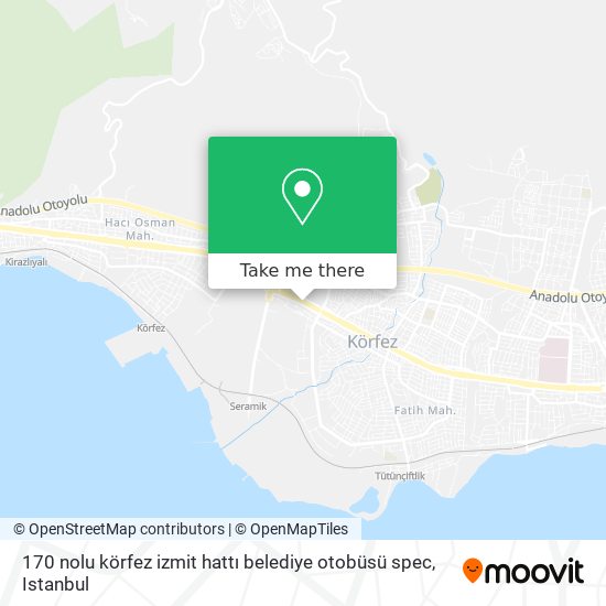 170 nolu körfez izmit hattı belediye otobüsü spec map
