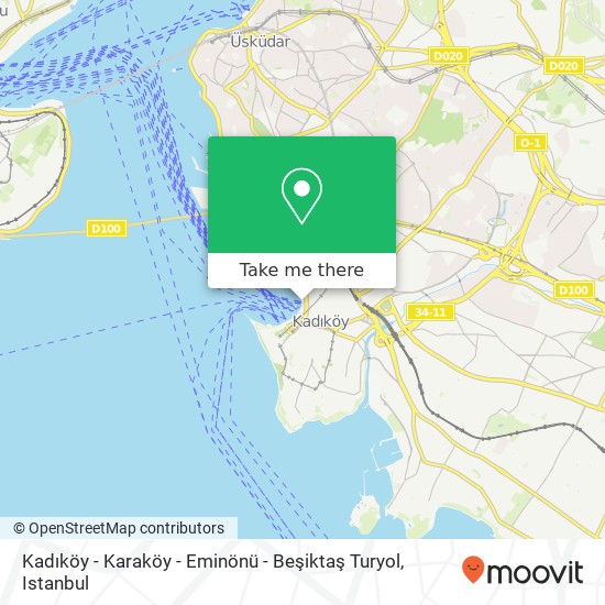 Kadıköy - Karaköy - Eminönü - Beşiktaş Turyol map