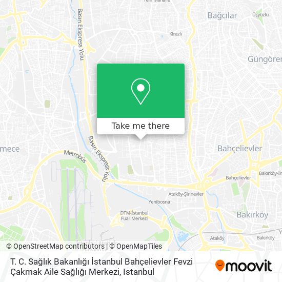 T. C. Sağlık Bakanlığı İstanbul Bahçelievler Fevzi Çakmak Aile Sağlığı Merkezi map