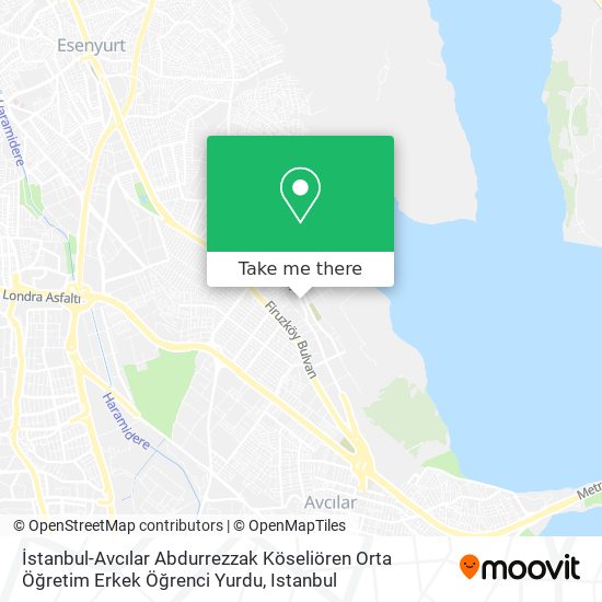 İstanbul-Avcılar Abdurrezzak Köseliören Orta Öğretim Erkek Öğrenci Yurdu map