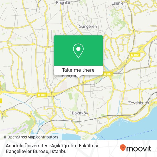 Anadolu Üniversitesi-Açıköğretim Fakültesi Bahçelievler Bürosu map