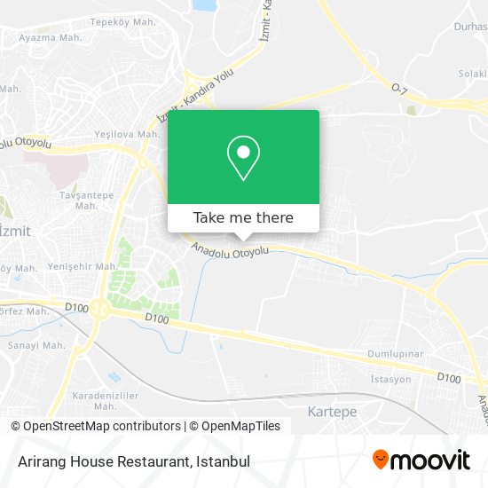 how to get to arirang house restaurant in kocaeli merkezi by bus or cable car