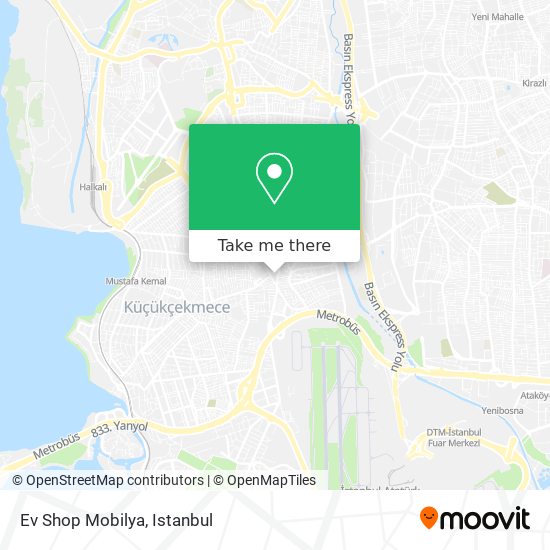 how to get to ev shop mobilya in kucukcekmece by bus cable car or metro