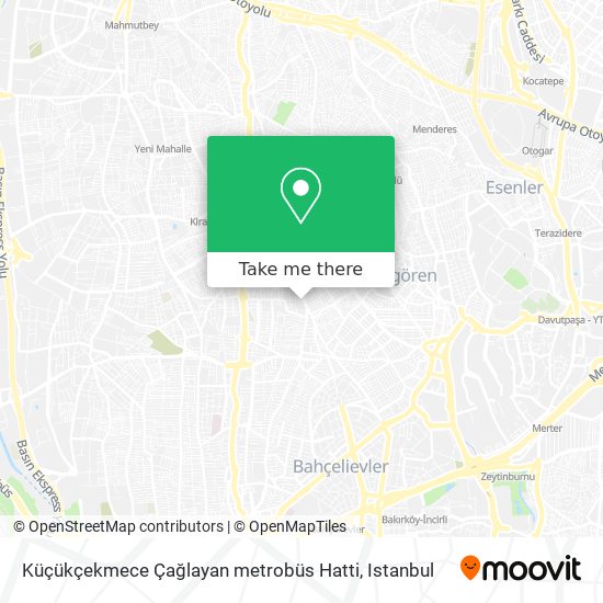 Küçükçekmece Çağlayan metrobüs Hatti map