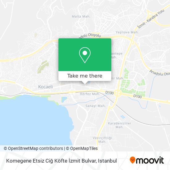 Komegene Etsiz Ciğ Köfte İzmit Bulvar map