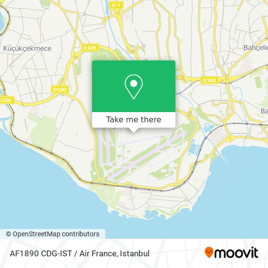 AF1890 CDG-IST / Air France map