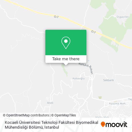 Kocaeli Üniversitesi Teknoloji Fakültesi Biyomedikal Mühendisliği Bölümü map