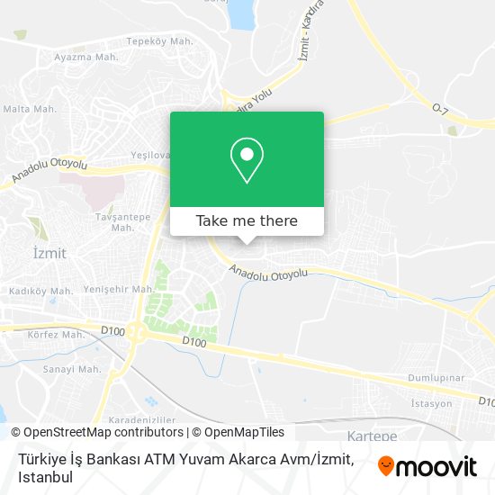 Türkiye İş Bankası ATM Yuvam Akarca Avm / İzmit map