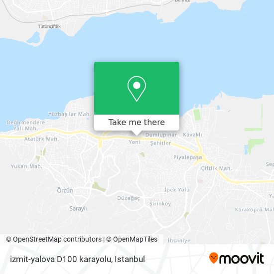 izmit-yalova D100 karayolu map