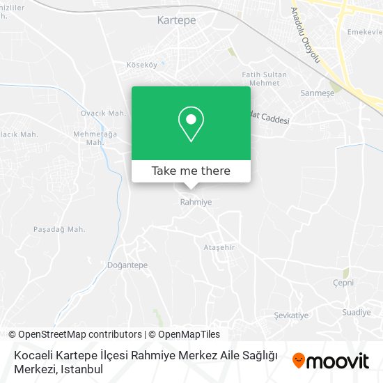Kocaeli Kartepe İlçesi Rahmiye Merkez Aile Sağlığı Merkezi map