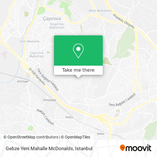 Gebze Yeni Mahalle McDonalds map