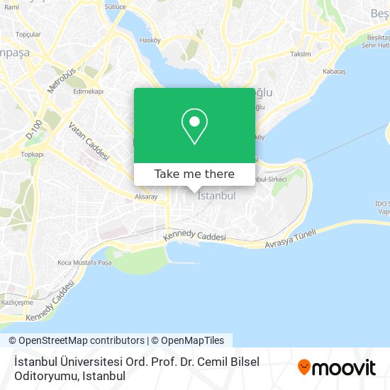 İstanbul Üniversitesi Ord. Prof. Dr. Cemil Bilsel Oditoryumu map