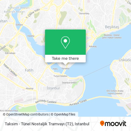 Taksim - Tünel Nostaljik Tramvayı (T2) map