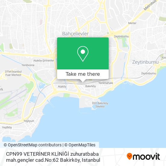 CPN99 VETERİNER KLİNİĞİ zuhuratbaba mah.gençler cad.No:62 Bakirköy map