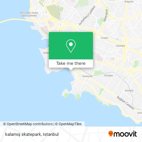 how to get to kalamis skatepark in fenerbahce kadikoy by bus train cable car metro or ferry