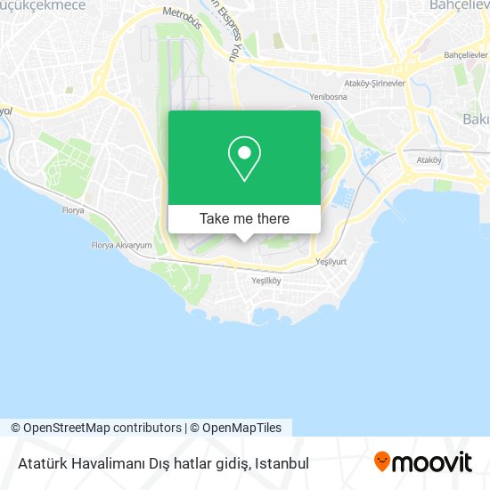 Atatürk Havalimanı Dış hatlar gidiş map