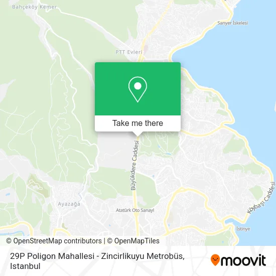 29P Poligon Mahallesi - Zincirlikuyu Metrobüs map