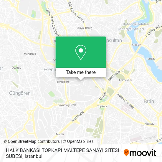HALK BANKASI TOPKAPI MALTEPE SANAYI SITESI SUBESI map