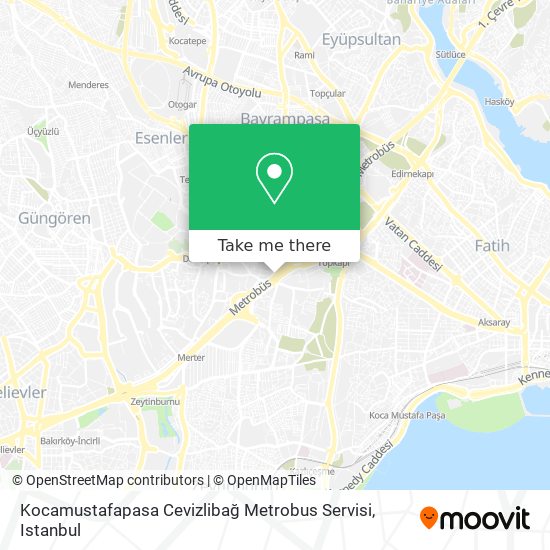 Kocamustafapasa Cevizlibağ Metrobus Servisi map