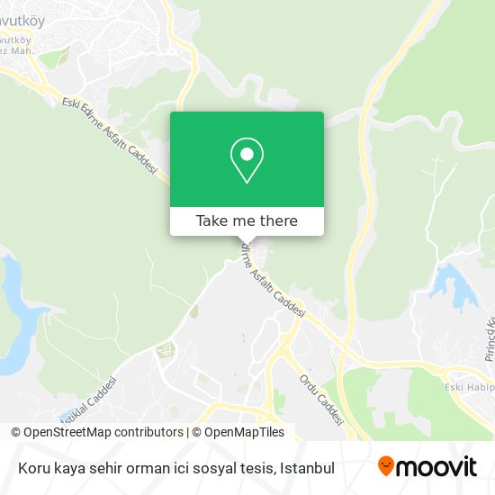 Koru kaya sehir orman ici sosyal tesis map