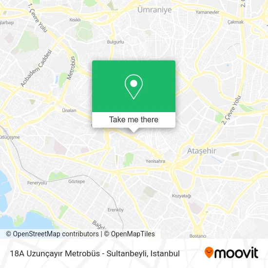 18A Uzunçayır Metrobüs - Sultanbeyli map