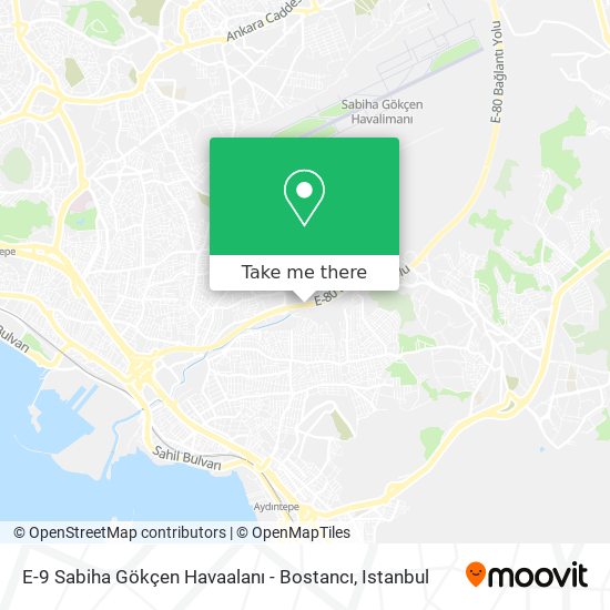 E-9 Sabiha Gökçen Havaalanı - Bostancı map