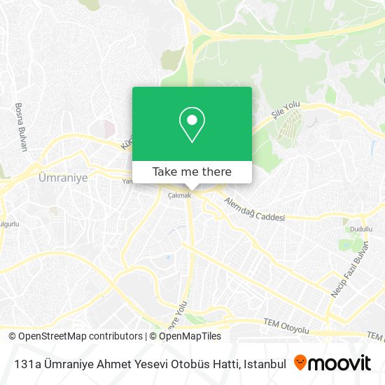 131a Ümraniye Ahmet Yesevi Otobüs Hatti map