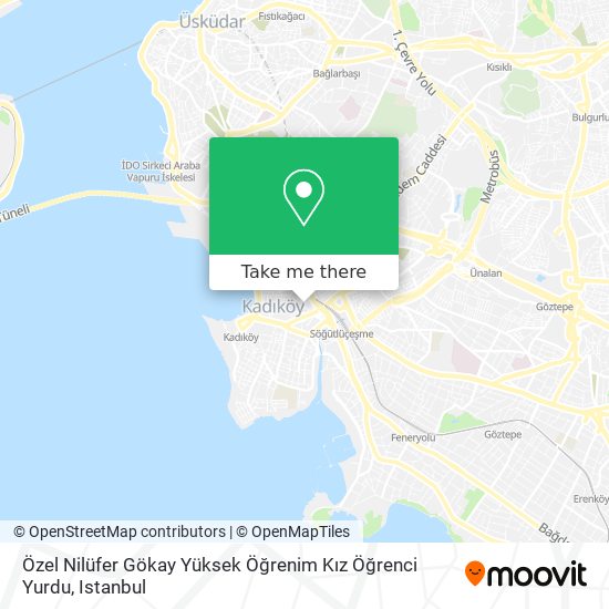 how to get to ozel nilufer gokay yuksek ogrenim kiz ogrenci yurdu in kadikoy by bus cable car train or metro