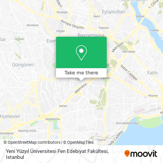 Yeni Yüzyıl Üniversitesi Fen Edebiyat Fakültesi map